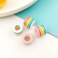 Rainbow striped resin barrel beads 8x14mm for DIY jewelry making and bracelets - Striped Barrel Bead (13227)