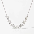 Polished silver stainless steel necklace with seven butterfly pendants on white background - Silver (D1077)