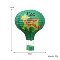 Lanterna natalizia a mongolfiera in carta con design renna verde 45x30cm - Piccola Mongolfiera-Renna