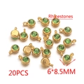 Pendentif pierre de naissance vert en acier inoxydable doré 6mm pour bijoux DIY - Ensemble de 20 Pièces / Vert