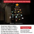 Golden Christmas tree electrostatic window sticker with stars and Merry Christmas text - Colorful Starlight Tree (SDUV-223) / Small (40x60cm)