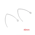Silver V-shaped stainless steel earring hooks with 40mm length for DIY jewelry making - 40mm / Steel