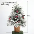 90cm flocked mini artificial Christmas tree with red berries and a pinecone base - Pine Needle Large 90CM