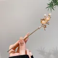 Golden plum blossom hair stick with white pearls for traditional Chinese Hanfu styling - 113# Plum Blossom Pearl - Gold