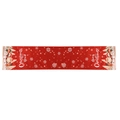 Festive red Christmas table runner with Santa, snowman, and Merry Christmas print - J-JY40 4-Doll Table Runner