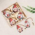Ciondoli gnomi natalizi in legno in confezione regalo con spago e perline bianche - Stile Q-J86 D Pendente in legno a quattro griglie