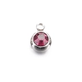 6mm stainless steel round pendant with faceted ruby red birthstone and silver frame - Rose Red - Steel Color