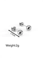Minimalist silver spherical stainless steel stud earrings in 1.7cm length - Metal Ball Stud Earrings Steel (MS-113)