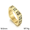 Bague carrée dorée en acier inoxydable avec largeur 6mm et chiffres romains gravés - Or (KR103544-GC)