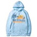 Light blue Gulf of Mexico 1672 beach hoodie with vintage palm tree graphic print - Light Blue Zircon