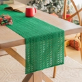 Chemin de table de Noël tissé creux vert sur bois avec décor de fête chaleureux - 35*160cm / Vert