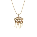 Goldene Evil Eye Halskette mit bunten Zirkonia und metallischen Fransenanhängern - Stil 0230 Gold Quaste Evil Eye + 50CM Schlangenkette