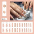 3D golden daisy press-on nails with shiny beads and white floral relief patterns - Spring Daisy (Z1050) Glue Model