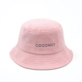 Pink corduroy bucket hat with COCONUT embroidery for men and women outdoors - One Size / Pink