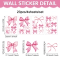 Adesivi murali a fiocco rosa acquerello, set di 23 decalcomanie in PVC per camera bimbe - 20*30cm / UV24Y11760T_T (4 Fogli)
