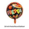 18-inch round black Fiesta foil balloon with colorful Mexican motifs for party decor - 18 Inch Fiesta Round Balloon