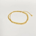 Classic double-layer gold snake bone anklet with delicate beads for women beach jewelry - Gold Color Double Layer Flat Snake Chain Style (JAK433)