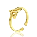 Gold stainless steel adjustable open ring with Harry Potter Deathly Hallows symbol - Deathly Hallows Symbol / Gold