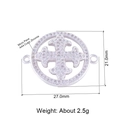 Silver cross jewelry connector with micro pave AAA cubic zirconia 27x21mm - Silver Cross within Round (L0427-B)