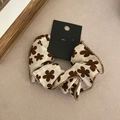 Floral scrunchie in beige fabric with brown flower patterns on a textured background - 5# Small White Coffee Flower