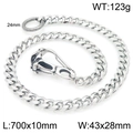 700mm vintage steel biker wallet chain with skull clasp and 10mm wide curb links - Carved Hollow Style 70cm (KK136-Z)