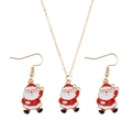 Detail of Santa Claus jewelry set including golden alloy necklace and matching hook earrings - Waving Santa Claus