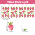 Gedetailleerde afmetingen voor set van 48 aardbeien muurstickers in roze waterverfstijl - Geaquarelleerd Aardbeienpatroon (CT24Y11309T_T)