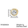 Golden stainless steel round pendant with 6mm inlaid rhinestone for DIY jewelry making - Steel / April White