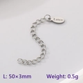 Silver stainless steel extender chain with S.steel engraved tag and lobster clasp - 50mmx3mm / Silver (KLJ8608-Z)