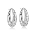 Eleganti orecchini a cerchio in argento 925 con motivo a stella e zirconi incastonati - Argento 925 / Platino-B / Argento