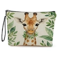 Tragbare Leinen-Kosmetiktasche mit Giraffenmuster und schwarzer Handschlaufe - Aquarell Giraffe Muster 4 (xy-071-4) / Mit Gurt
