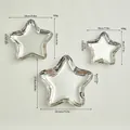Three-piece set of silver star-shaped metal serving trays with dimensions and weights - Electroplated Silver