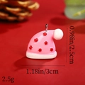 Pink resin Christmas hat pendant with red stars and white trim detailing, 2.5cm height - Pink Star Christmas Hat