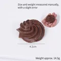 Realistic chocolate-colored cookie keychain, 4.2cm diameter with textured swirl design - Light Coffee Spiral Flower Cookie - No Ring