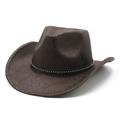 Cappello da cowboy western vintage marrone scuro con fascia in pelle e borchie nere - Caffè Calotta Cowboy
