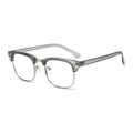 Classic semi-rimless polarized sunglasses in translucent grey frame and silver metal bridge - Transparent Grey Frame Anti-Blue Light (Slim Leg)