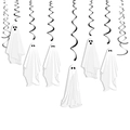 Set di decorazioni di Halloween con cartellini a fantasma bianchi e spirali nere a sospensione - Decorazione Appesa Fantasma Bianco E Spirale Nera