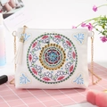 White faux leather chain bag with colorful DIY diamond mandala pattern and tassel - Colorful Mandala (White) (AA125)