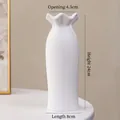 Minimalist white matte ceramic vase with wavy neck design, size 24cm height by 8cm width - Lotus (24cm)