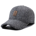 Winter-Baseballkappe aus Wollmischung mit Ohrenschutz und Lederetikett von EDIKO - Verstellbar / Grau