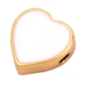 DIY gold heart charm with white enamel finish and threading hole for jewelry making - Heart-White