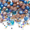 Mix of 8mm gradient glass and acrylic beads for DIY jewelry making in assorted colors - 1 Capri Blue