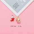 Christmas stocking alloy pendants in red and gold finish for jewelry making, 12x17mm size - Christmas Sock (F312-1) / 10 Pieces/Pack (12*17mm)