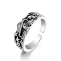 Vintage silver snake and elephant open ring with small star details in retro style - Star Snake Elephant Style (HZS2137-13)