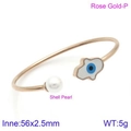 Roségoldener Herz-Armreif mit Perle und bösem Blick, Innendurchmesser 56mm Detailansicht - Hamsa Hand Stil (KB122997-K) / Roségold