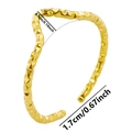 Detail view of golden textured ring showing 1.7cm diameter and 0.5cm band width - Adjustable Open / Gold