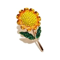 Vibrant sunflower brooch with yellow rhinestones and orange gold petals on white background - Sunflower Style (xz4909)