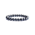 Polished dark grey hematite beaded bracelet with reflective natural stone beads - Hematite