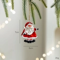 Retro resin Santa Claus hanging ornament with candy cane for Christmas tree decor, 7x6cm - Santa With Candy Cane
