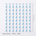 Blue and white striped paper straws for lemon birthday party decorations, 7.9 inches long - Paper Straws 10PCS